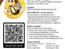BEE SCHOOL 2024 flyer with cartoon bee, dates March 15-16 and April 20, location Murphy NC.