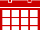 Red calendar icon with 4x3 black date grid and two rectangular top tabs
