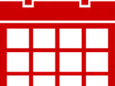 Red calendar icon with 4x3 black date grid and two rectangular top tabs
