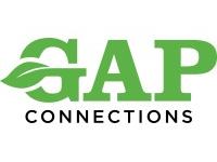 Logo reading GAP in green with leaf motif and CONNECTIONS in black below