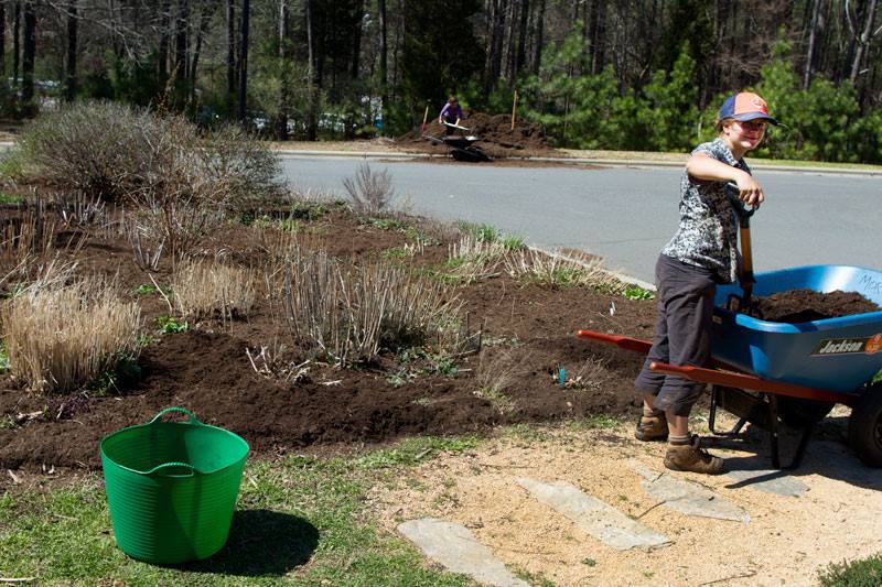 mulching a bed