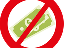 graphic of cash with a red slash through it