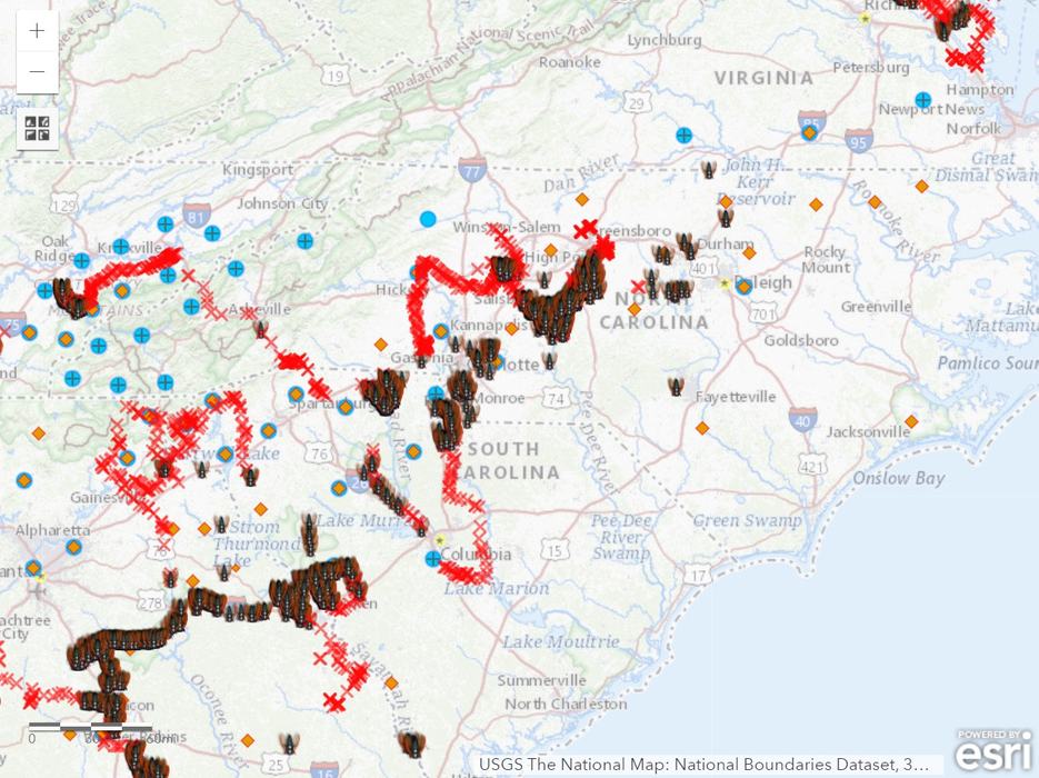 Map showing records of Brood XIX in the Mid-Atlantic.