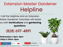 Extension Master Gardener Helpline: (828) 697-4891; Wed 2–4pm, Fri 10am–4pm
