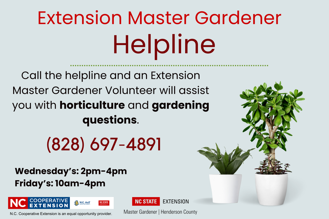 Extension Master Gardener Helpline, Call the helpline and an Extension Master Gardener Volunteer will assist you with horticulure and gardening questions.
