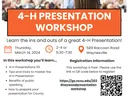 Orange and white flyer advertising Presentation Workshops