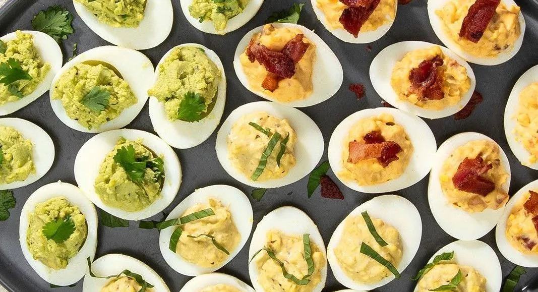 Deviled Eggs 3 Ways (Pesto, Smokey bacon, Avocado)