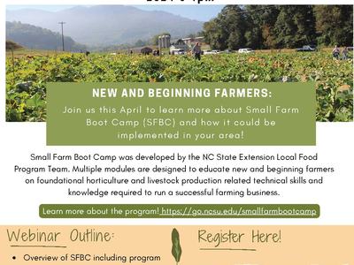 Event flyer for Small Farm Bootcamp 