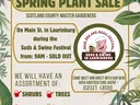 Spring Plant Sale poster: Saturday April 13, Main St Laurinburg, Suds & Swine Festival, 9AM–SOLD OUT