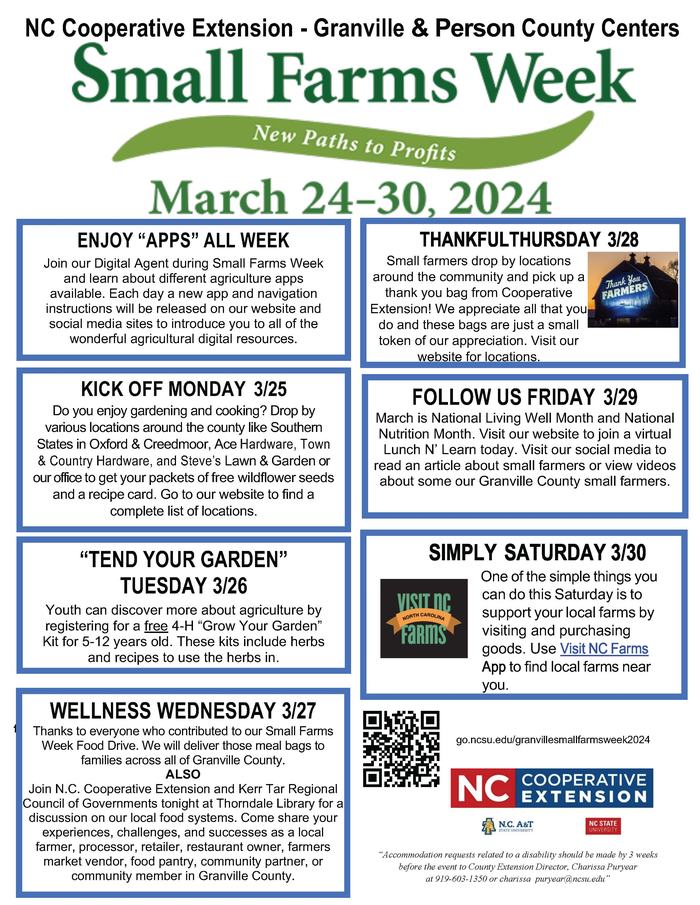 N.C. Cooperative Extension Granville and Person County Centers Small Farms Week
