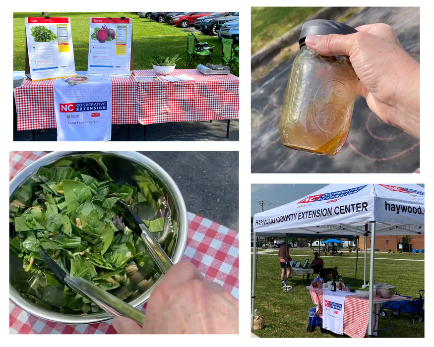 An Extension tent with a salad and salad dressing demonstration.