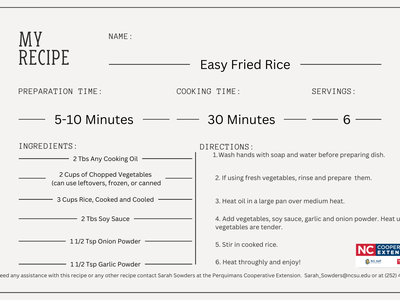 Printable Recipe Card for Easy Fried Rice