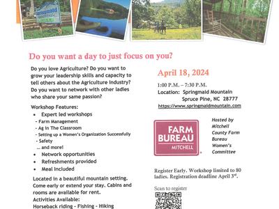 Mountain Women's Agriculture Leadership Retreat, April 18, 2024, Springmaid Mountain, Spruce Pine NC