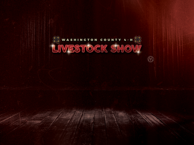 Stage with red curtains and red letters