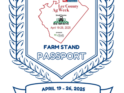 Lee County Ag Week farm stand passport emblem with dates "April 19–26, 2025"