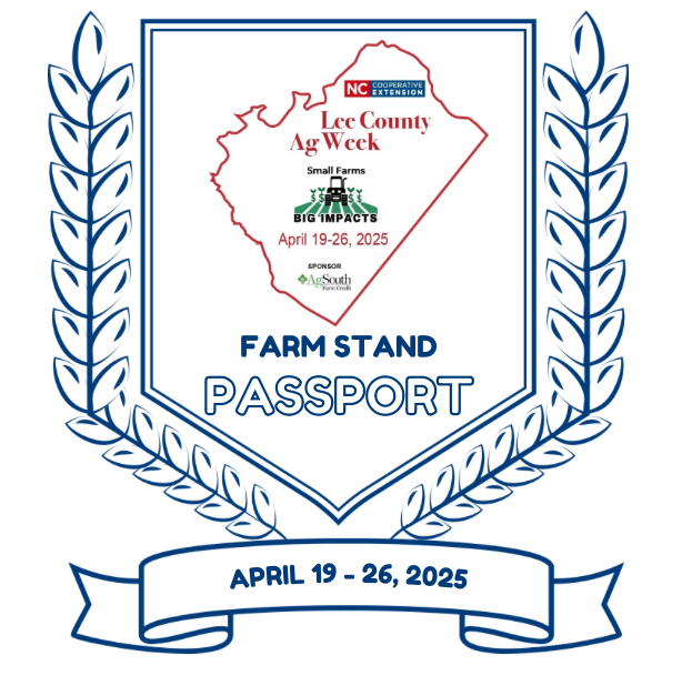 Lee County Ag Week farm stand passport emblem with dates "April 19–26, 2025"