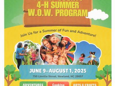 2025 Avery County 4-H Summer W.O.W. Program banner; June 9–August 1, 2025
