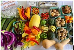 table full of colorful produce