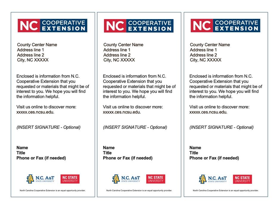 Download N.C. Cooperative Extension enclosure slips insert template