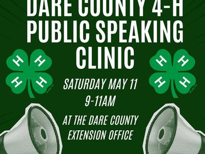 Dare County 4-H Public Speaking Clinic — Saturday May 11, 9–11 AM at Dare County Extension Office