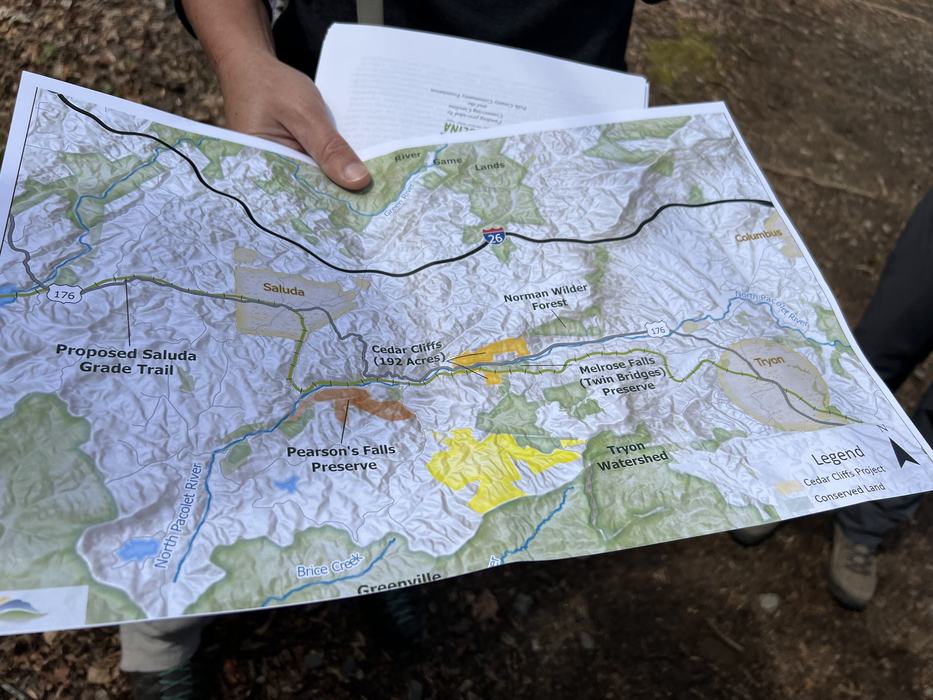 A trail map of Pearson's Falls.