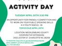 Mecklenburg County 4‑H County Activity Day, Tue Apr 30 3:30 PM; topics due Apr 24
