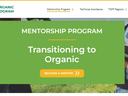 Mentorship Program banner reading "Transitioning to Organic" with "Become a Mentee" button