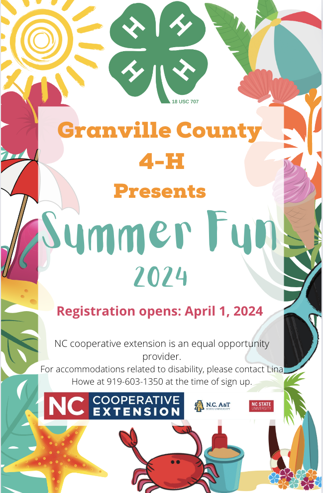 Granville County 4-H Presents Summer Fun 2024