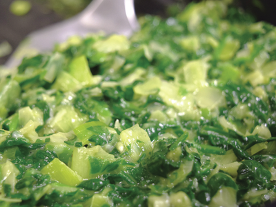 image of creamy spinach and leeks