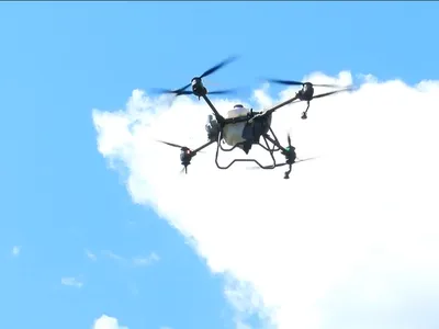 A drone in flight.