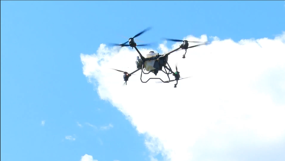 A drone in flight.