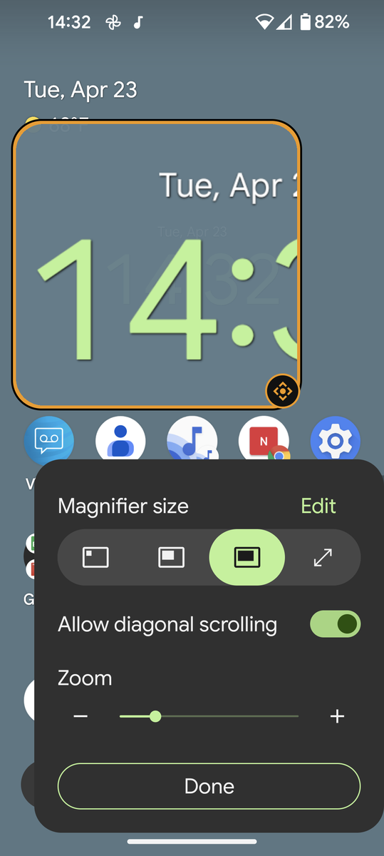 screen shot of magnification feature on a cellphone