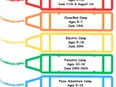 Watauga County 4-H Summer Camps; dates listed; contact susie_douglas@ncsu.edu 828.264.3061