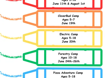 Watauga County 4-H Summer Camps; dates listed; contact susie_douglas@ncsu.edu 828.264.3061