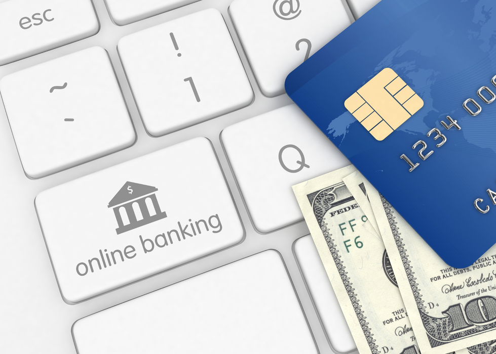 A keyboard with an "Online Banking" button.