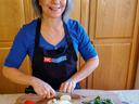 Margie Mansure, Watauga FCS agent, cutting vegetables.