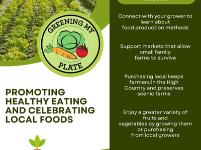 Greening My Plate logo; Promoting healthy eating and celebrating local foods
