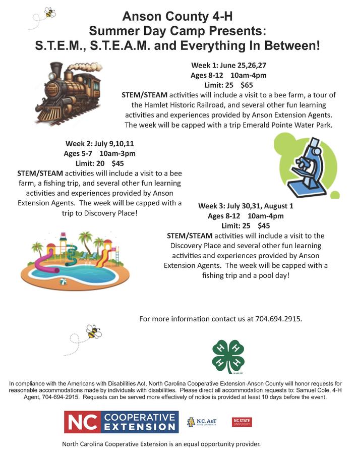 Anson 4-H Summer Camps 2024