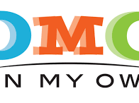 OMO logo with stylized blue, orange, green letters and "ON MY OWN" text beneath