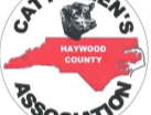 Cattlemen's Association logo: red North Carolina map labeled Haywood County with cattle head