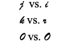 screenshot showing ambiguous letters in an inaccessible font j vs.i, k vs. r, and 0 vs. O 