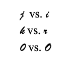screenshot showing ambiguous letters in an inaccessible font j vs.i, k vs. r, and 0 vs. O 