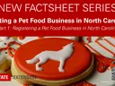 Decorated cookies with dog silhouette; title: Starting a Pet Food Business in NC — Part 1: Registering