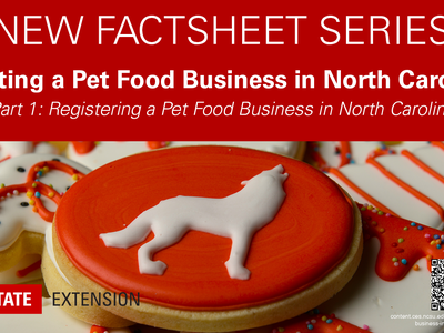 Decorated cookies with dog silhouette; title: Starting a Pet Food Business in NC — Part 1: Registering