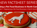 Decorated cookies with dog silhouette; title: Starting a Pet Food Business in NC — Part 1: Registering