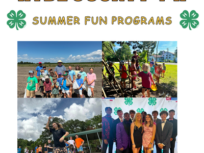 Hyde County 4-H Summer Fun Programs poster with photos of children and REGISTER NOW!!!