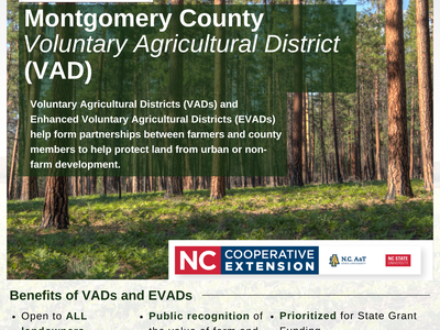Montgomery County Voluntary Agricultural District (VAD) poster with NC Cooperative Extension logo