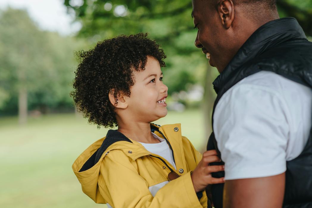 father and son talking