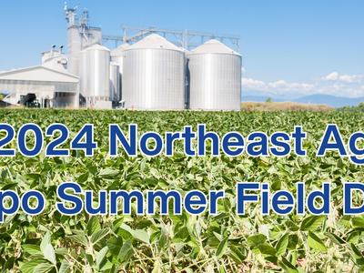 Soybean field, barn and silo