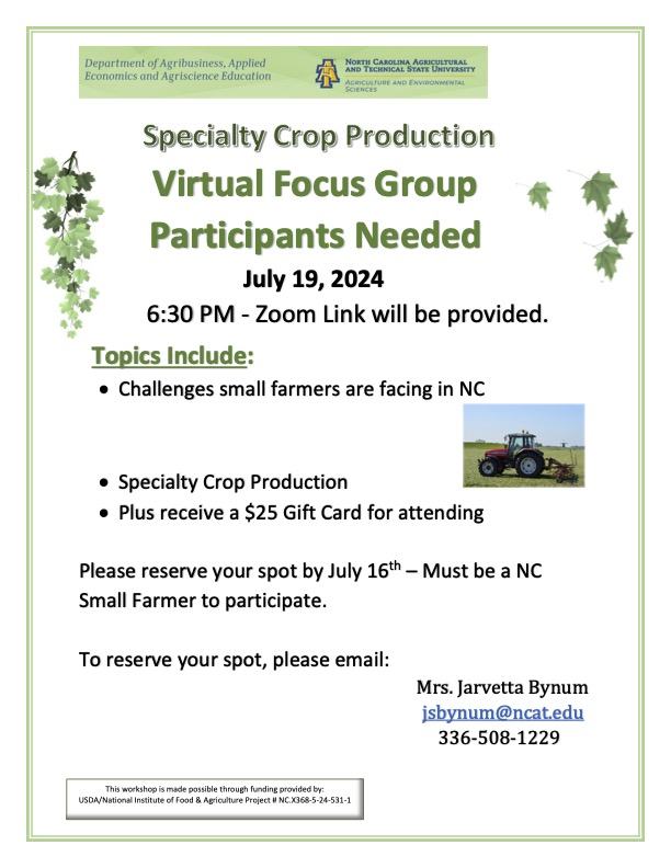 flier with focus group information
